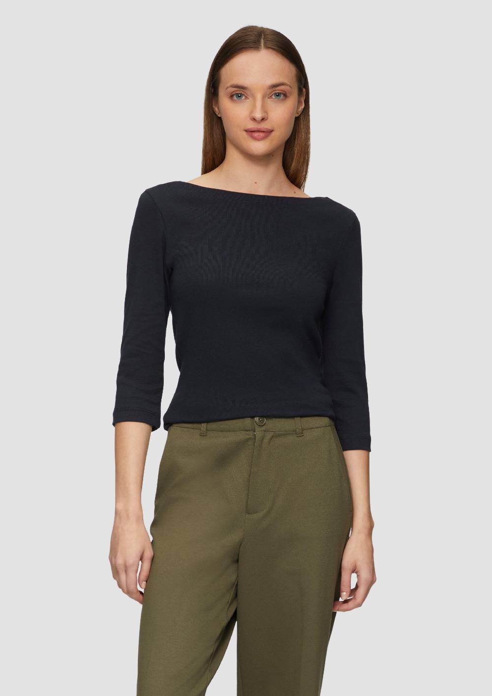 S.Oliver T-Shirt Mit 3/4-Arm Und U-Boot Ausschnitt