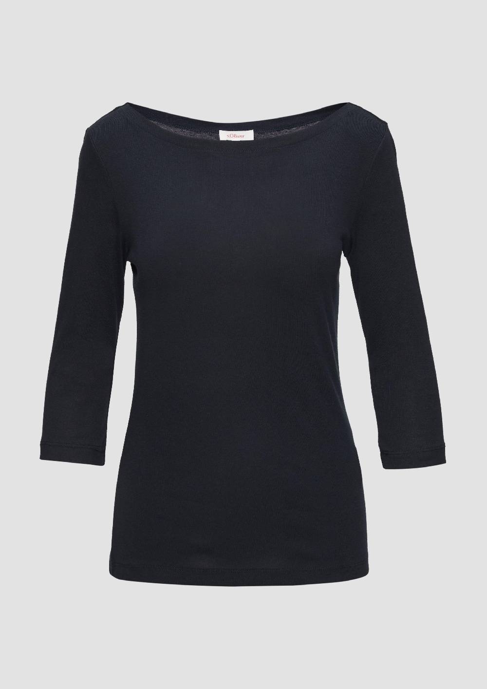S.Oliver T-Shirt Mit 3/4-Arm Und U-Boot Ausschnitt