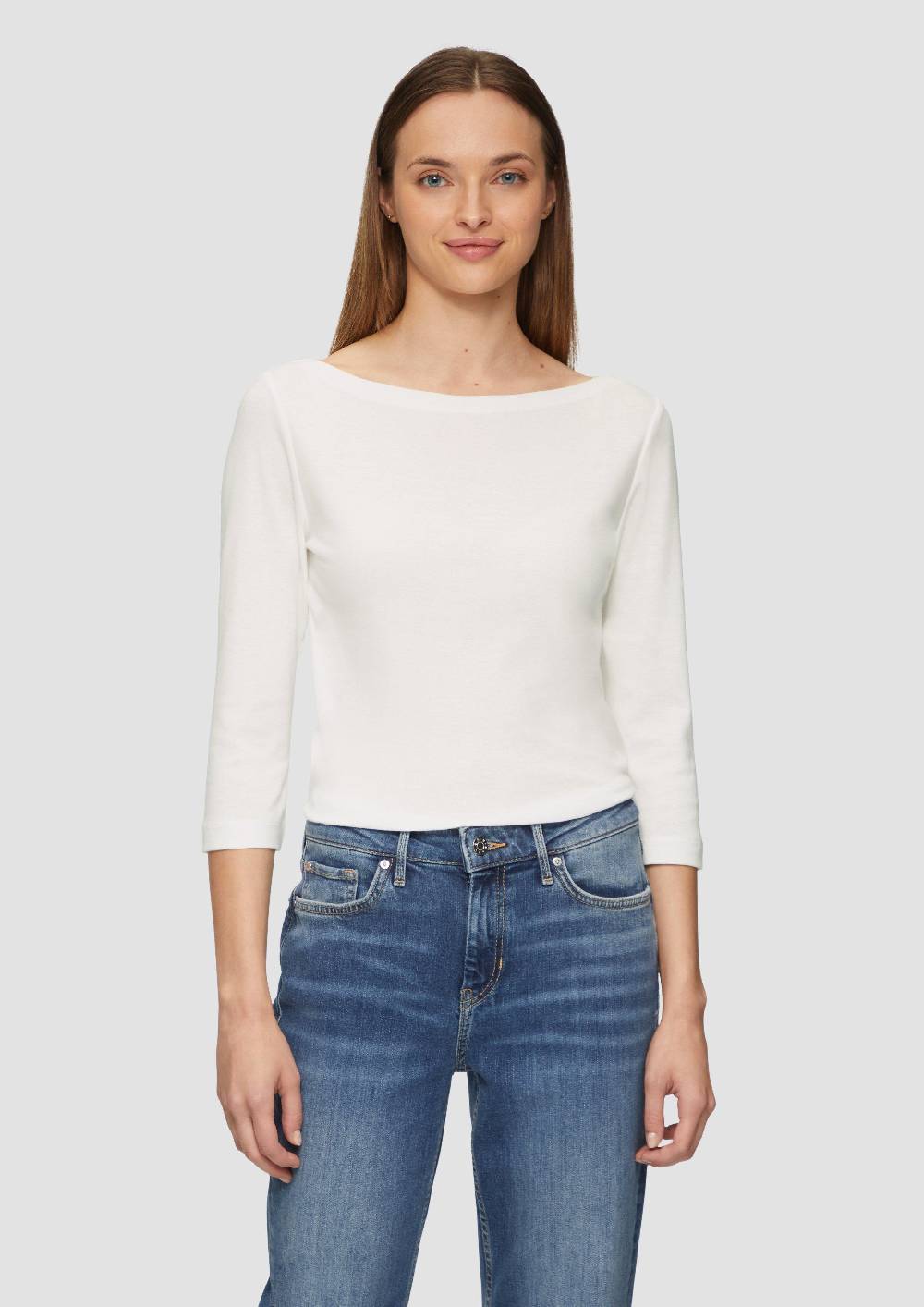 S.Oliver T-Shirt Mit 3/4-Arm Und U-Boot Ausschnitt