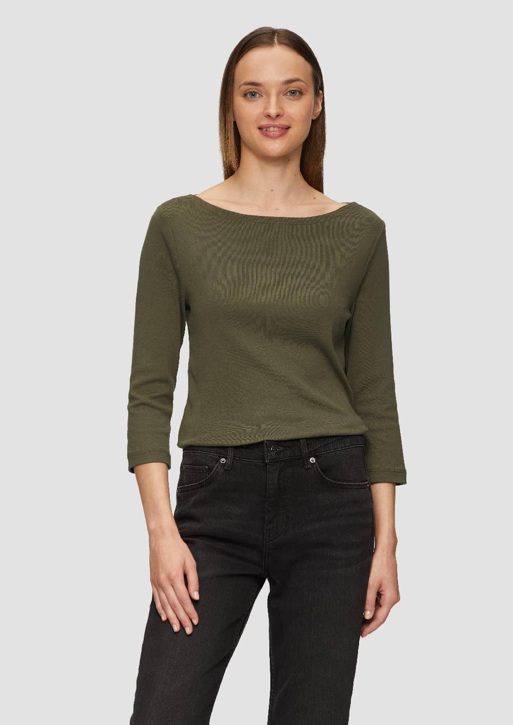 S.Oliver T-Shirt Mit 3/4-Arm Und U-Boot Ausschnitt