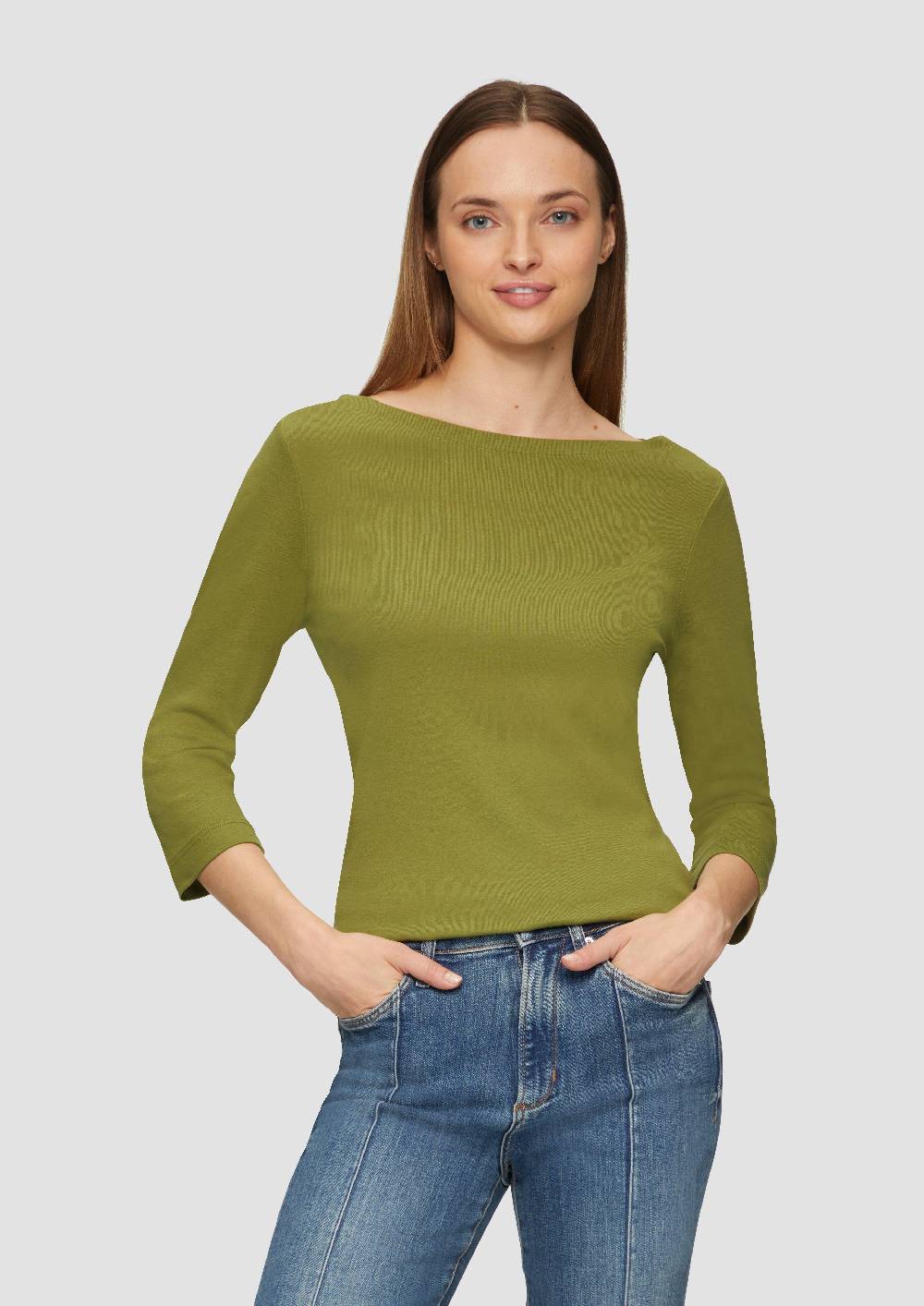 S.Oliver T-Shirt Mit 3/4-Arm Und U-Boot Ausschnitt