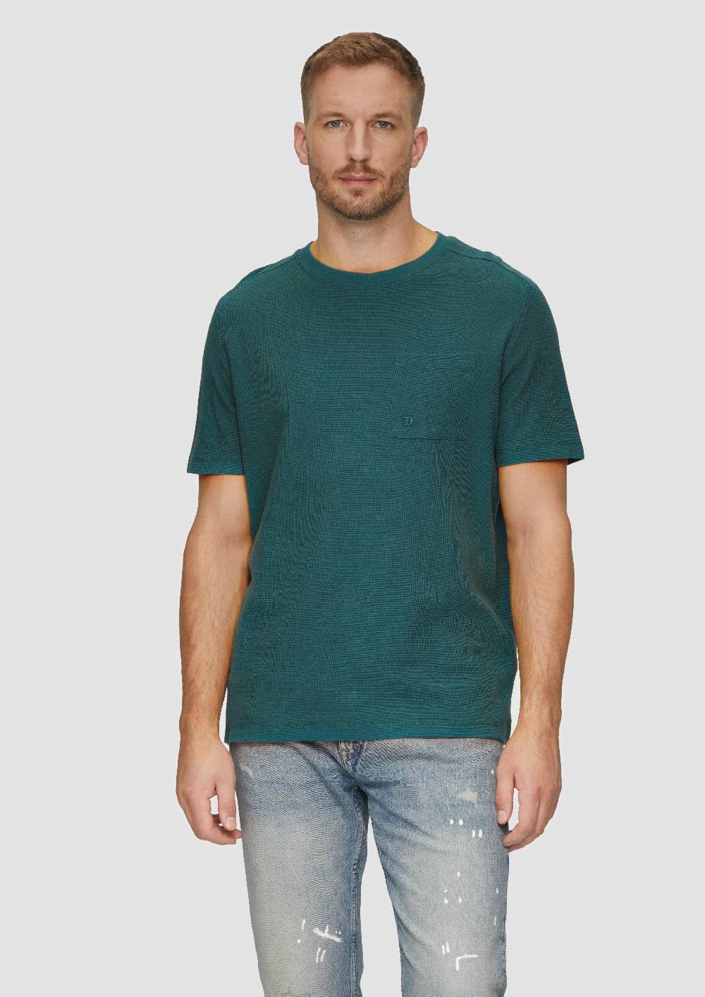 S.Oliver T-Shirt Mit Brusttasche Aus Waffeljersey