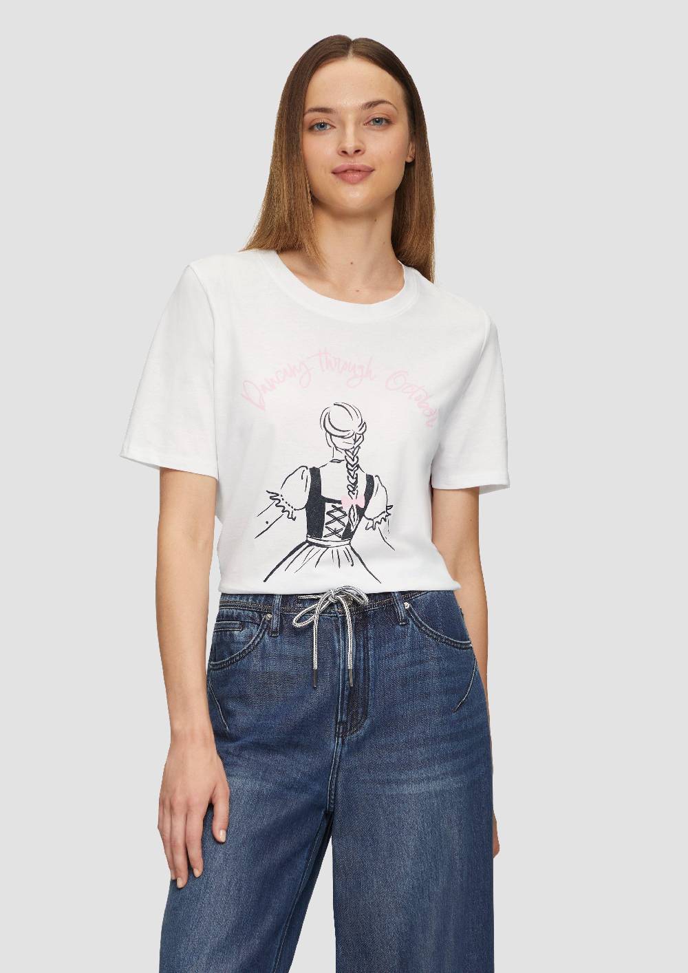 S.Oliver T-Shirt Mit Frontprint Und Glitzer-Detail