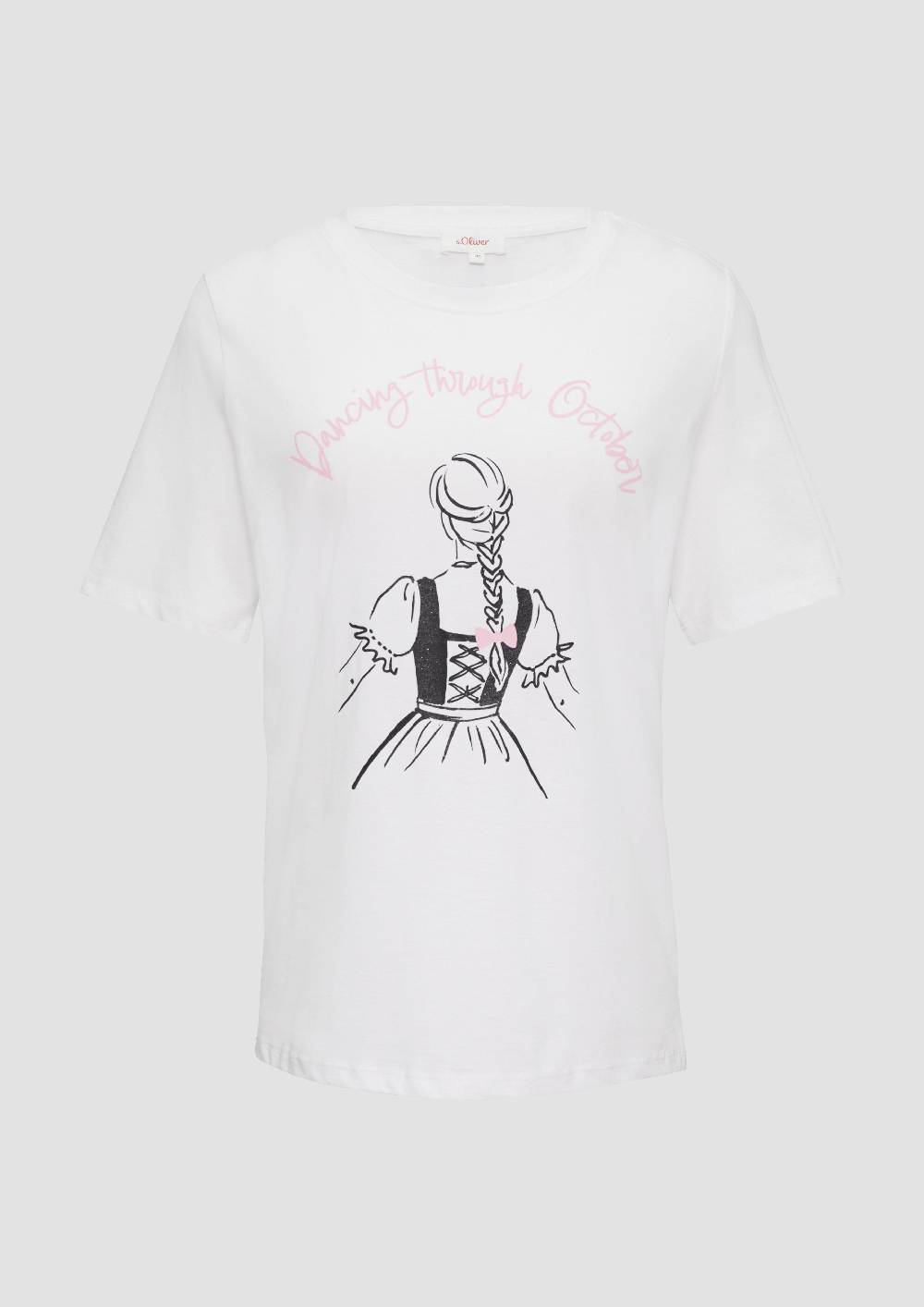 S.Oliver T-Shirt Mit Frontprint Und Glitzer-Detail