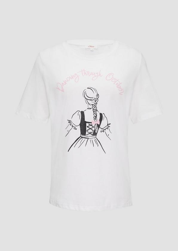 s.Oliver T-Shirt mit Frontprint und Glitzer-Detail