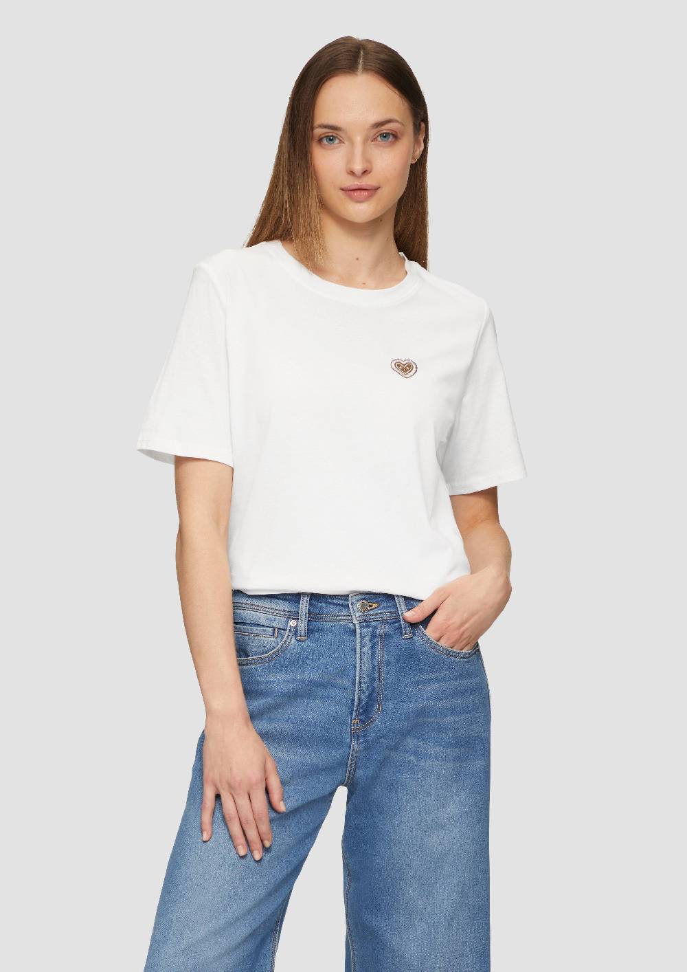 S.Oliver T-Shirt Mit Frontprint Und Glitzer-Detail