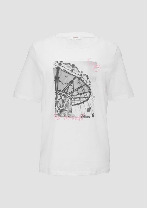 s.Oliver T-Shirt mit Frontprint und Glitzer-Detail