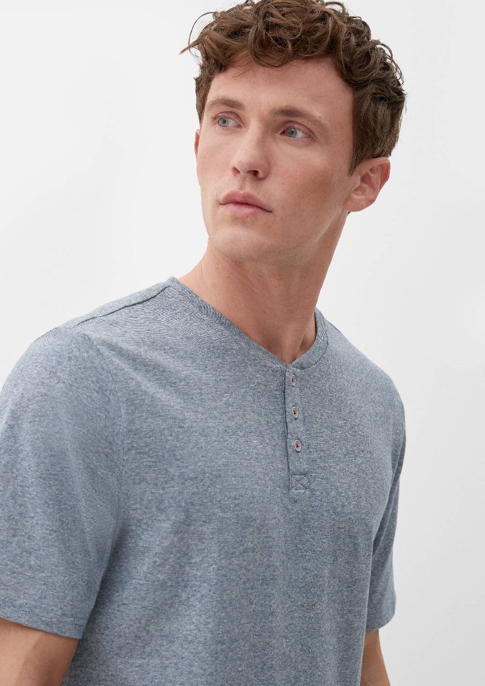 S.Oliver T-Shirt Mit Kurzer Knopfleiste
