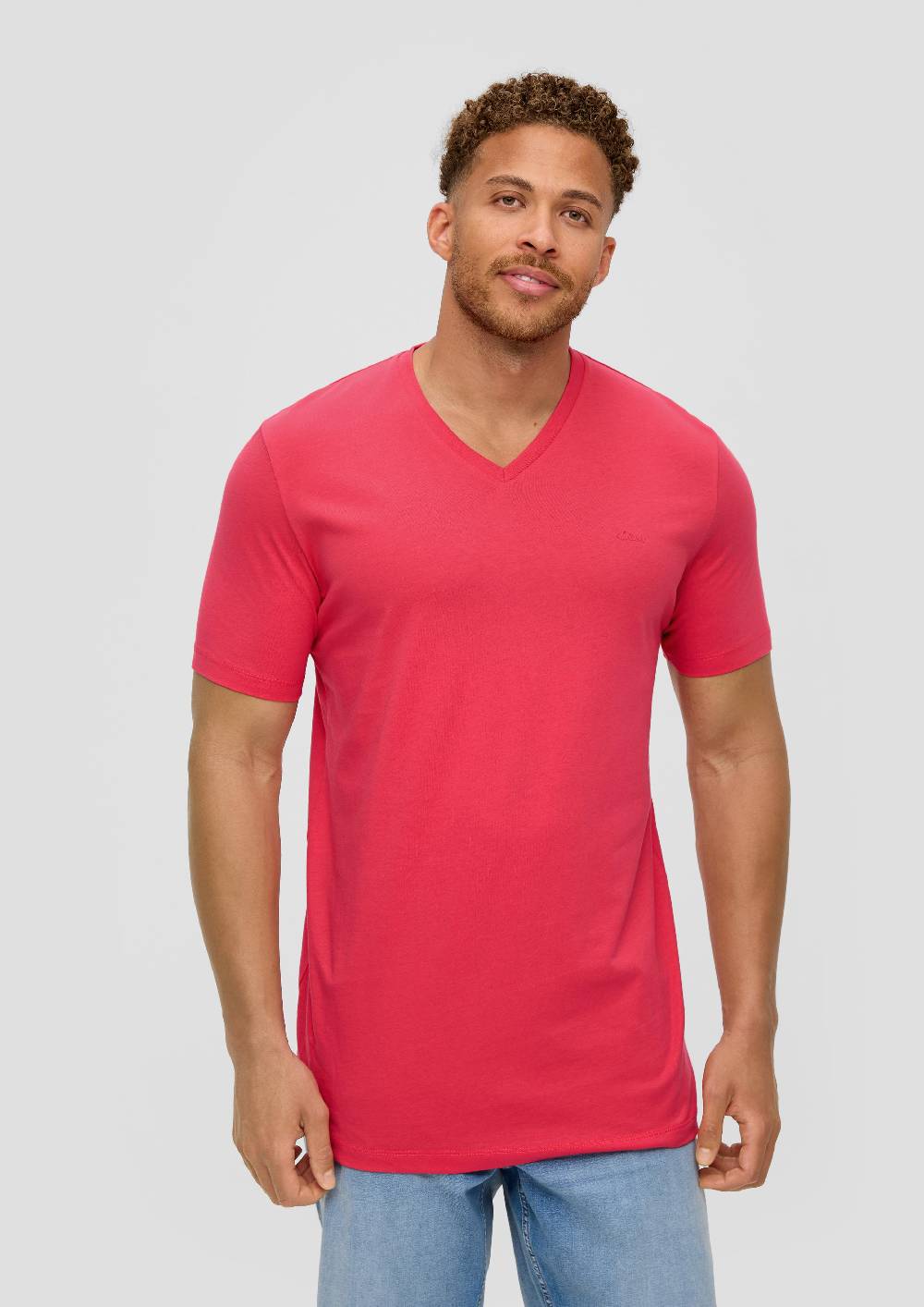 S.Oliver T-Shirt Mit V-Ausschnitt Und Logo-Detail