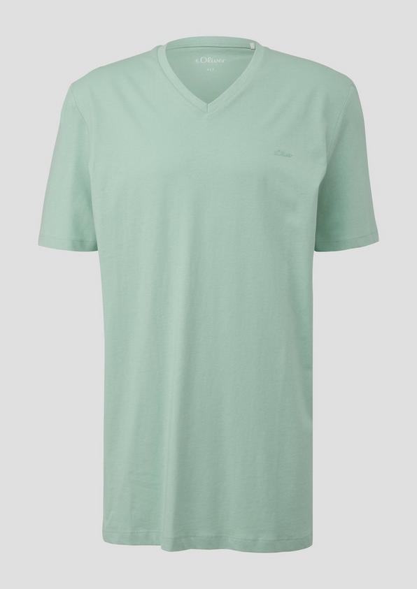 s.Oliver T-Shirt mit V-Ausschnitt und Logo-Detail