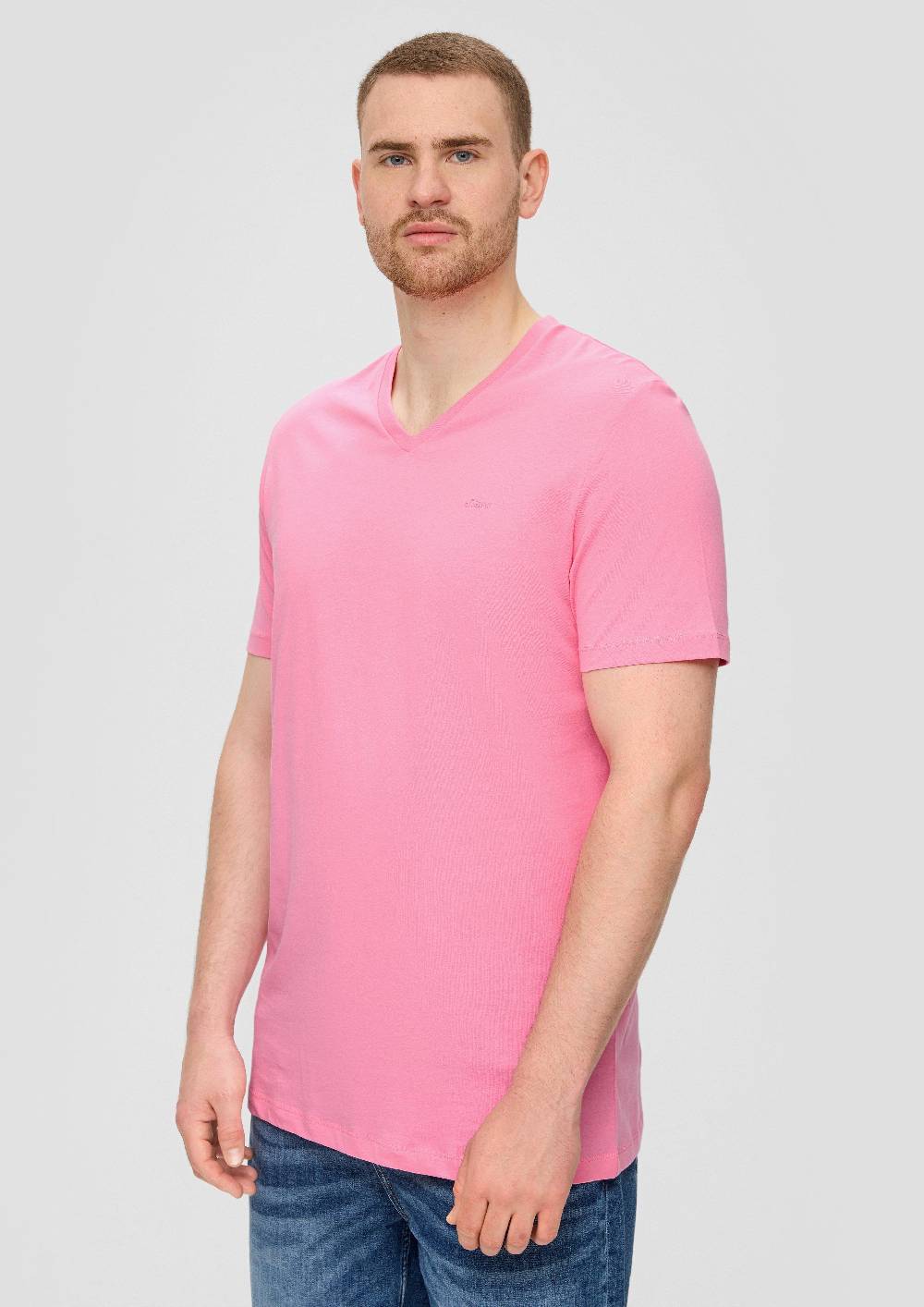 S.Oliver T-Shirt Mit V-Ausschnitt Und Logo-Detail