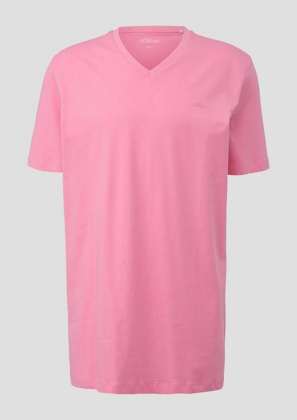 s.Oliver T-Shirt mit V-Ausschnitt und Logo-Detail