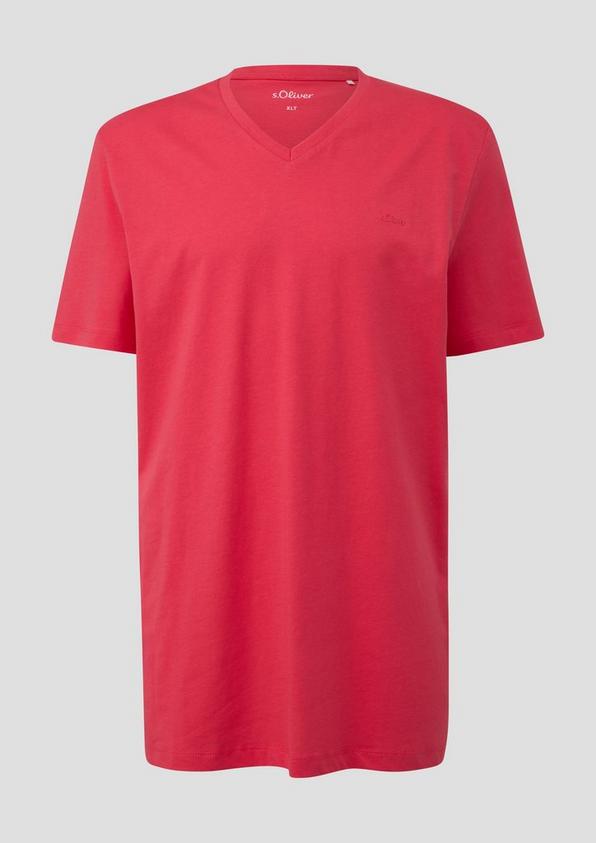 s.Oliver T-Shirt mit V-Ausschnitt und Logo-Detail