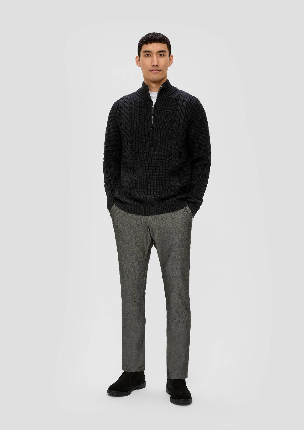 S.Oliver Troyer-Pullover Mit Zopfmuster