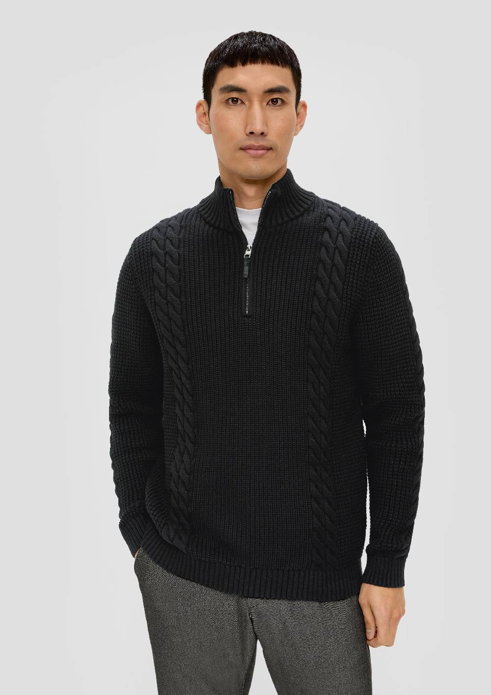 S.Oliver Troyer-Pullover Mit Zopfmuster