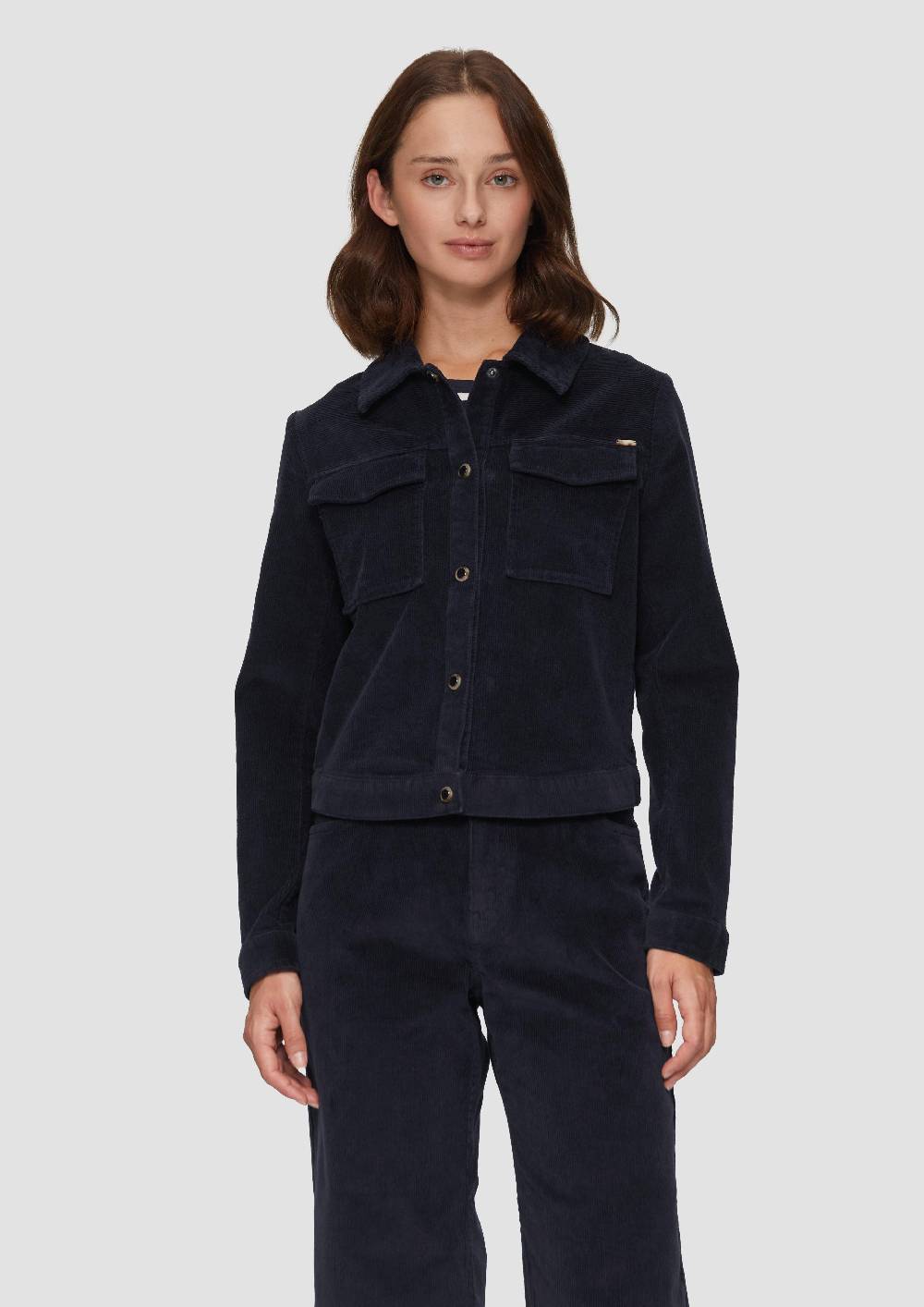 S.Oliver Verkürzte Cordjacke Mit Druckknöpfen