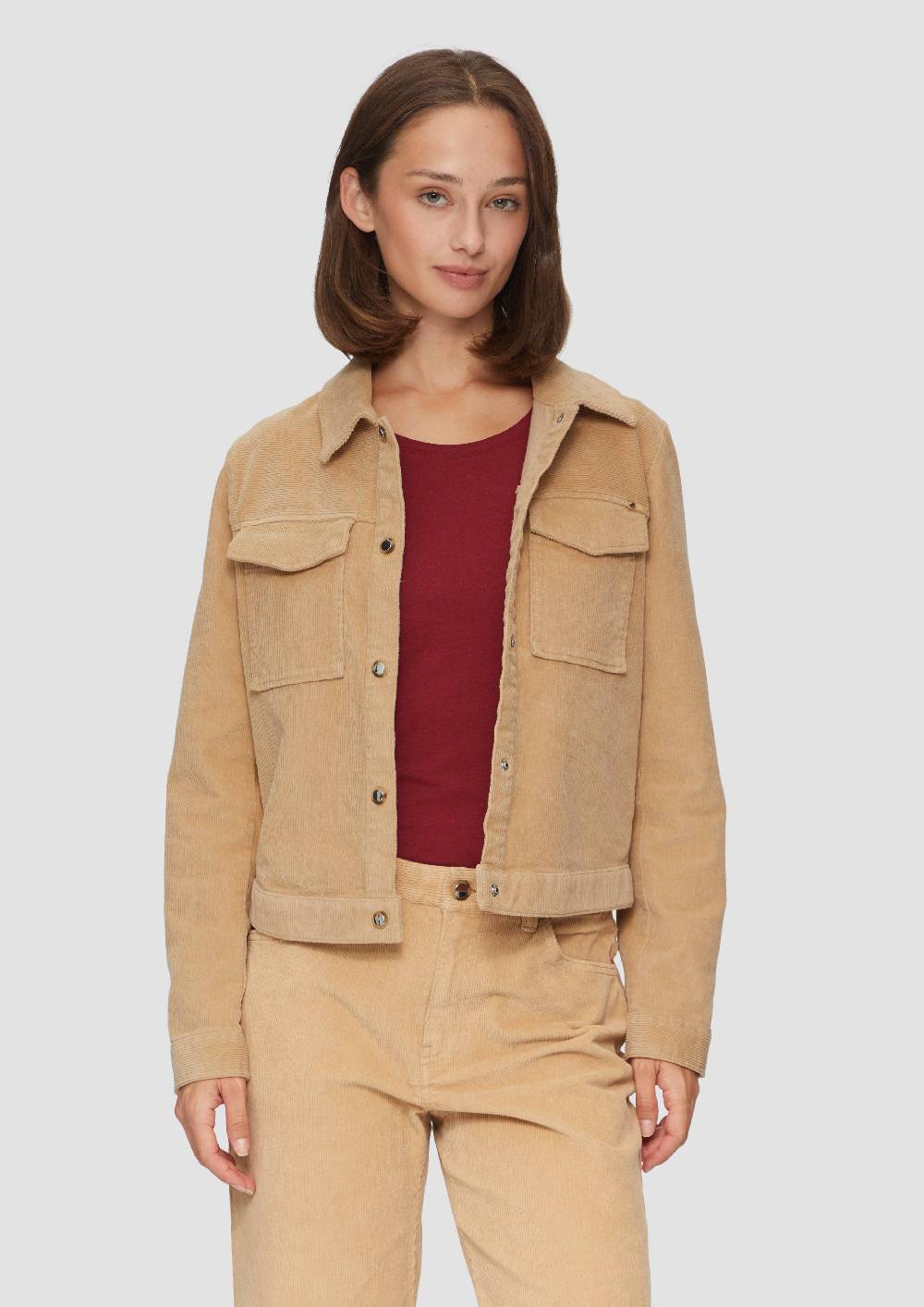 S.Oliver Verkürzte Cordjacke Mit Druckknöpfen