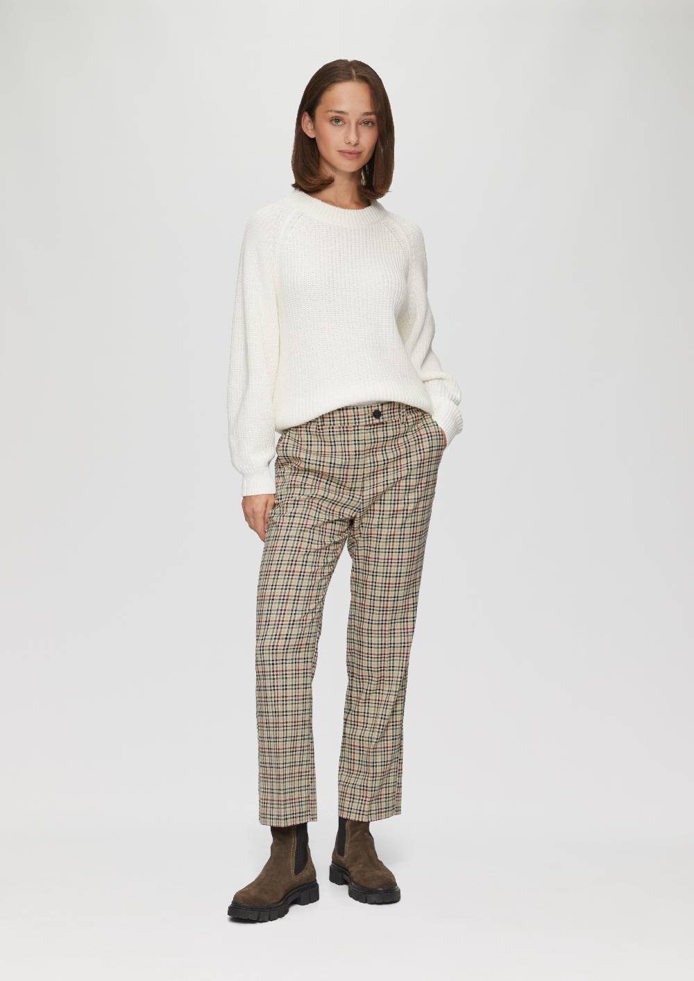 S.Oliver Verkürzte Karohose Mit Ausgestelltem Saum