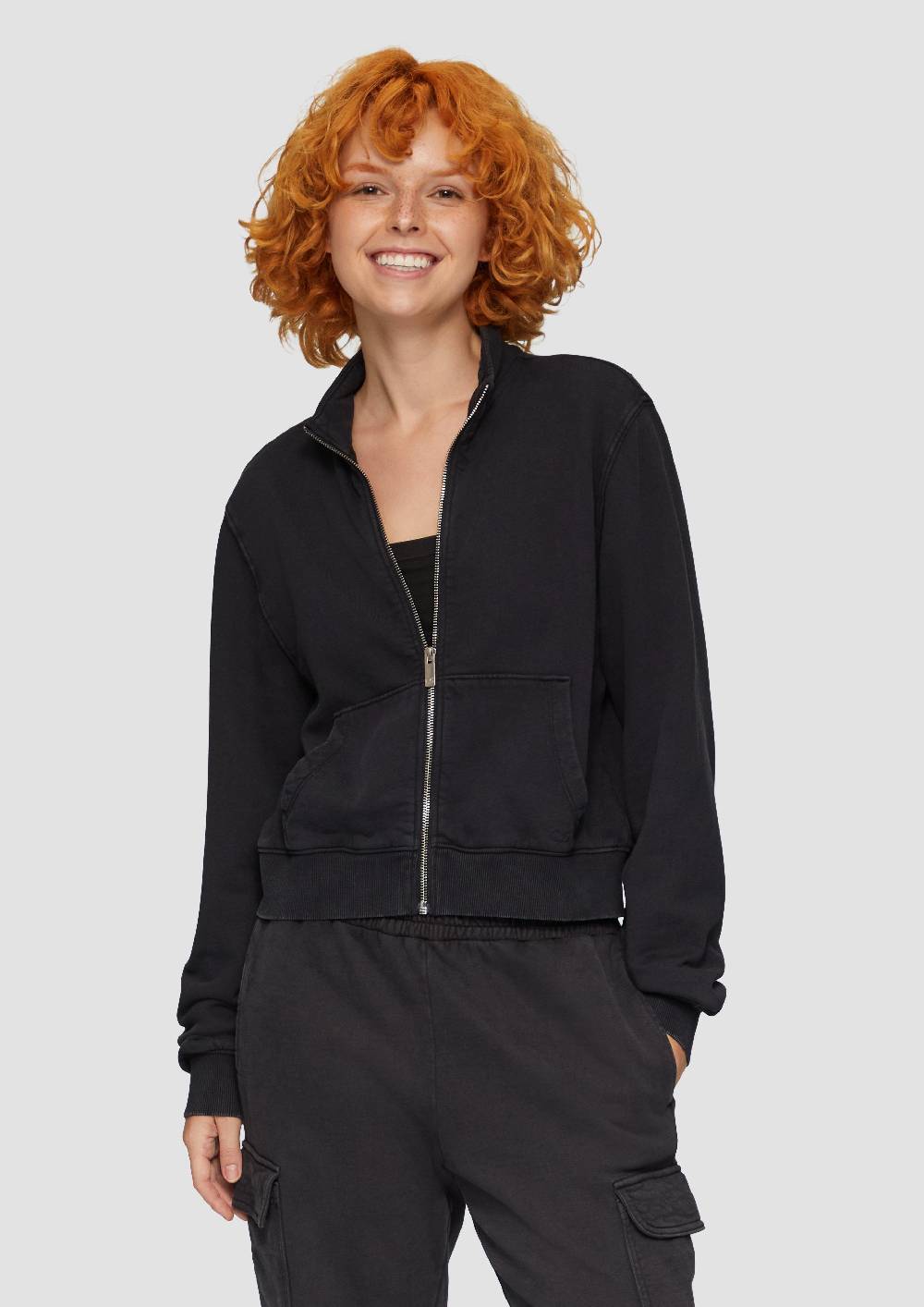 S.Oliver Verkürzte Sweatshirt-Jacke Mit Waschung