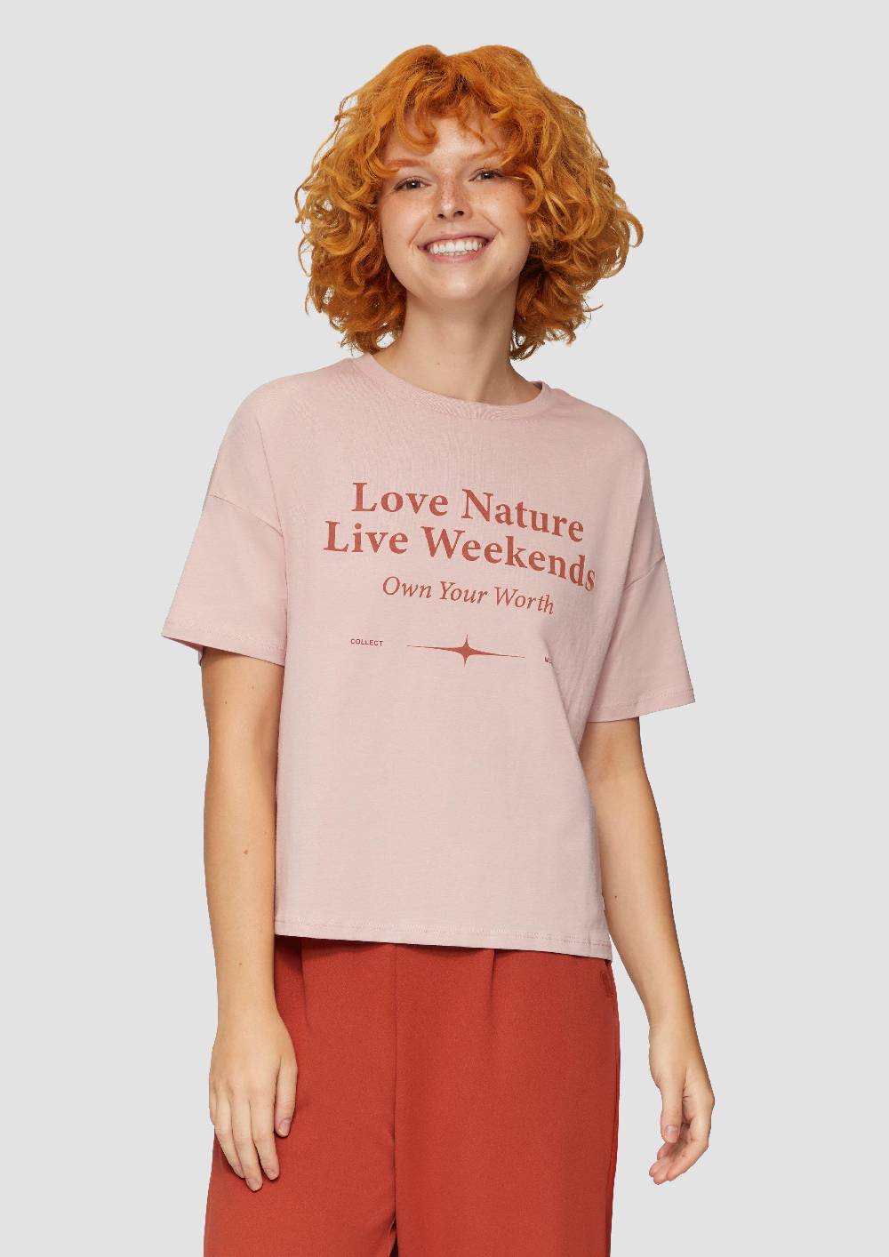 S.Oliver Verkürztes Baumwollshirt Mit Frontprint