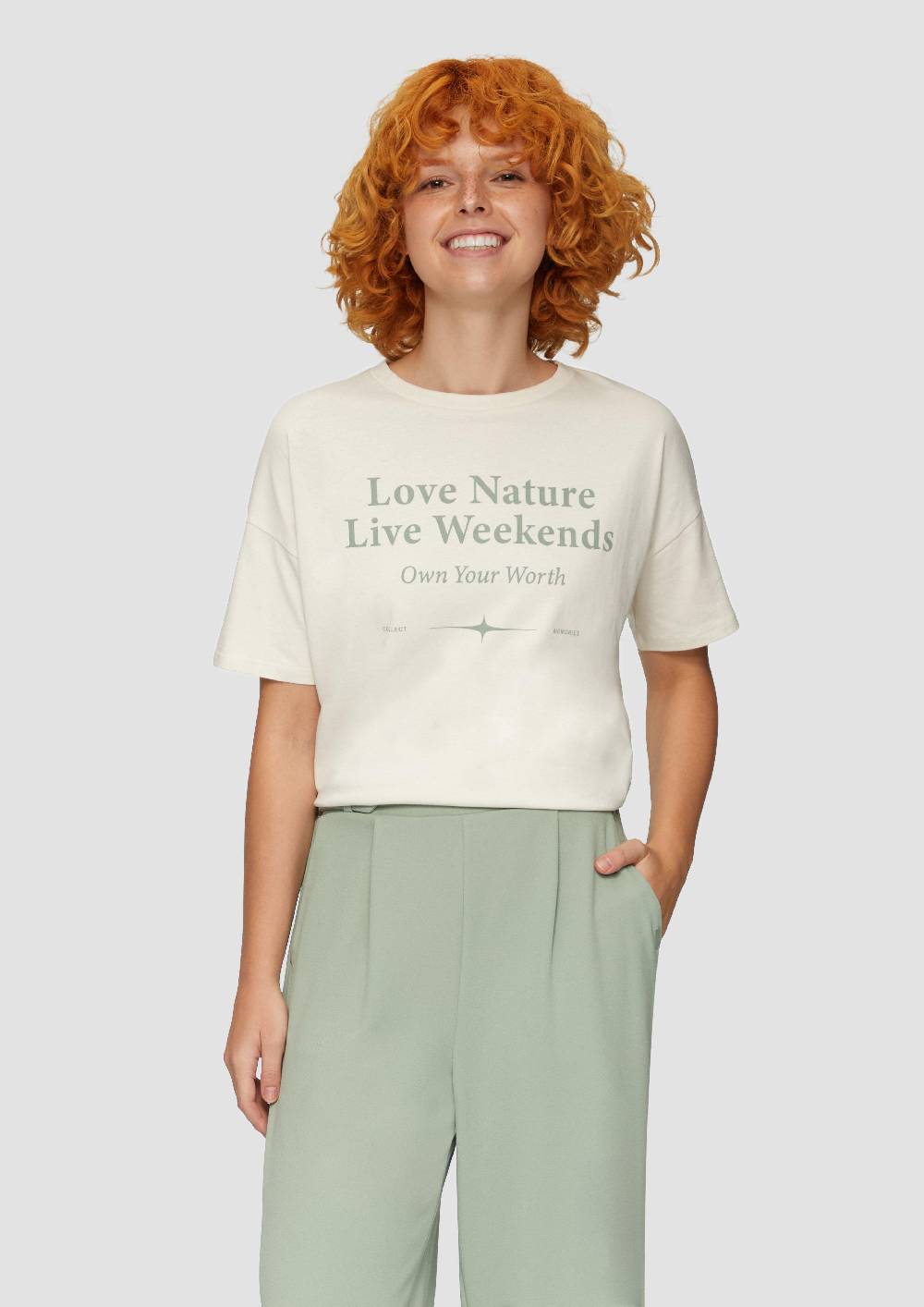 S.Oliver Verkürztes Baumwollshirt Mit Frontprint