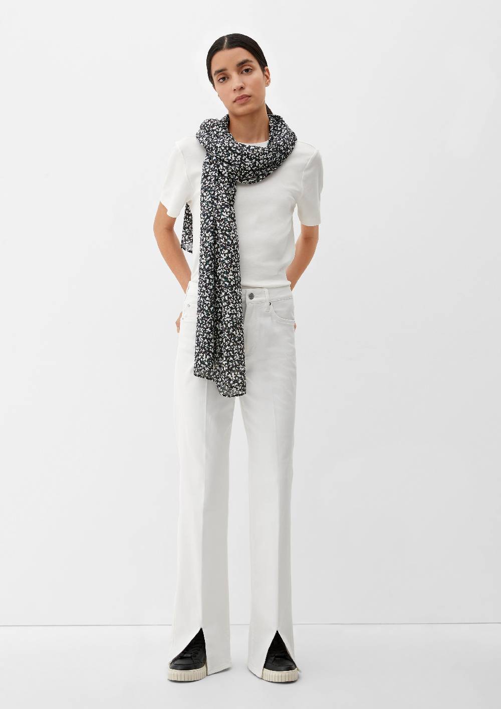 S.Oliver Viskoseschal Mit Floralem Muster