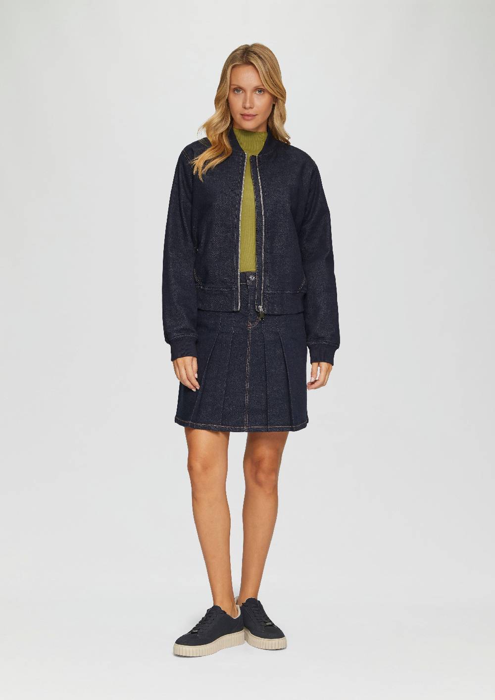 S.Oliver Wattierte Bomberjacke Aus Denim