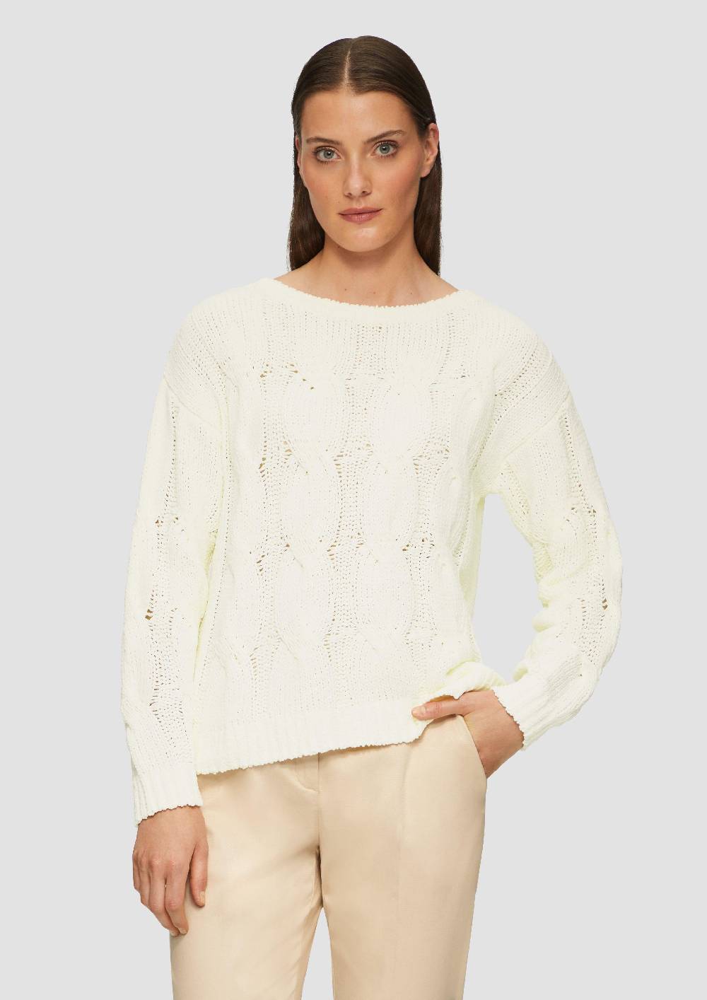 S.Oliver Weicher Strickpullover Mit Zopfmuster