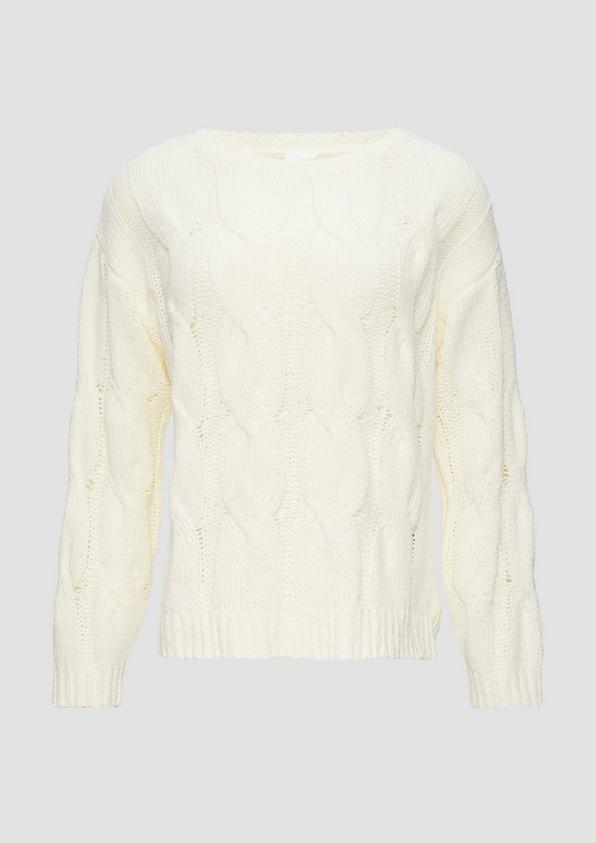 s.Oliver Weicher Strickpullover mit Zopfmuster