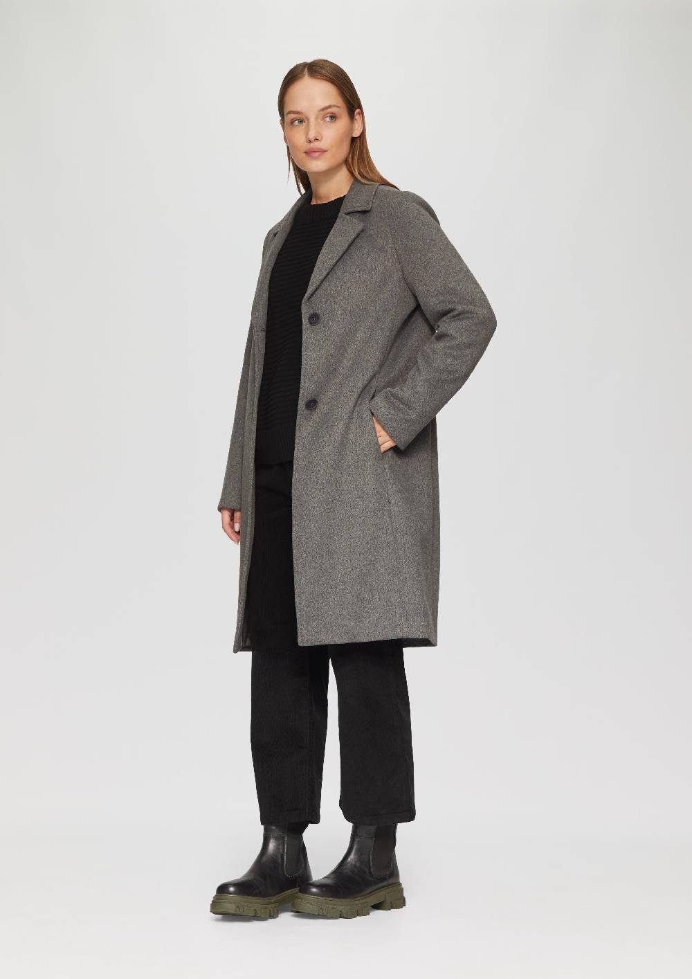 S.Oliver Weicher Wollmantel Mit Reverskragen