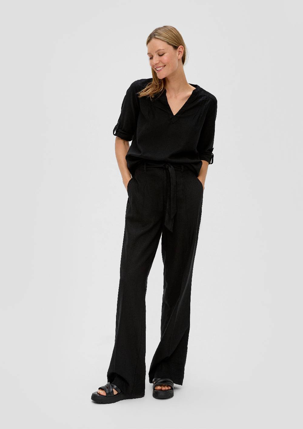 S.Oliver Wide-Leg-Hose Aus Leinenmix