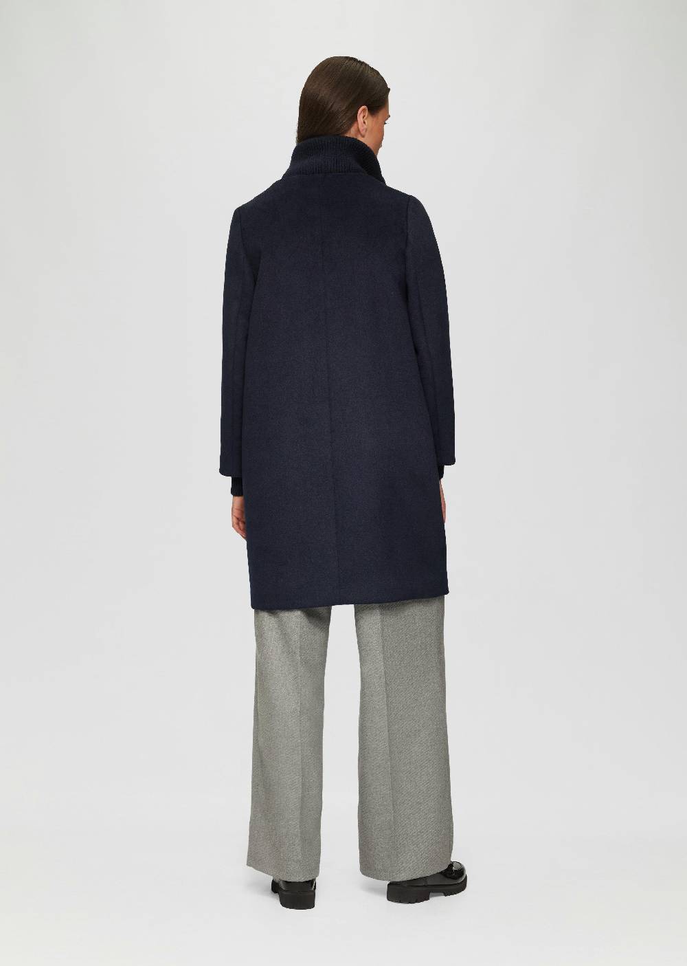 S.Oliver Wollmantel Mit Geripptem Stehkragen