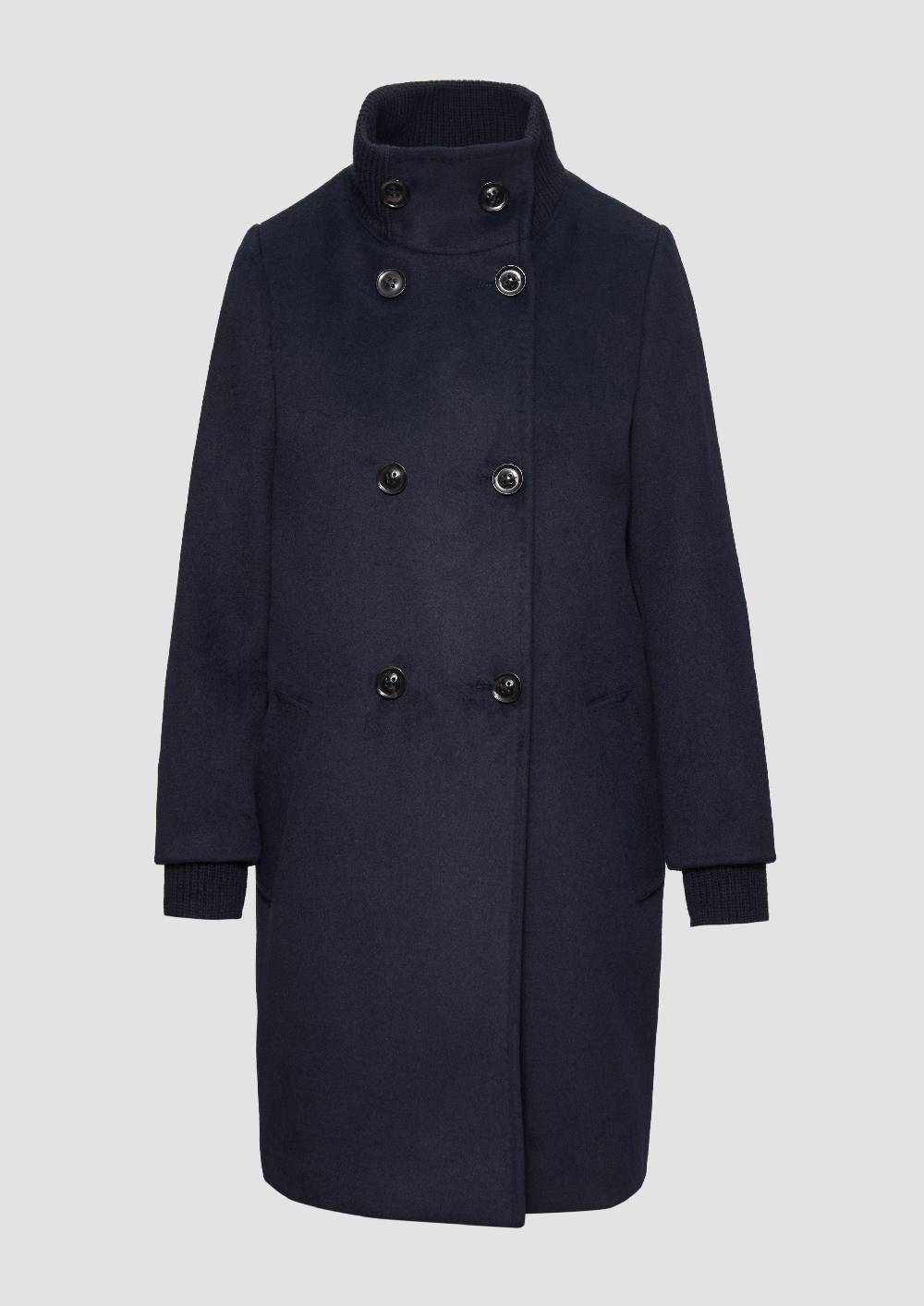 S.Oliver Wollmantel Mit Geripptem Stehkragen