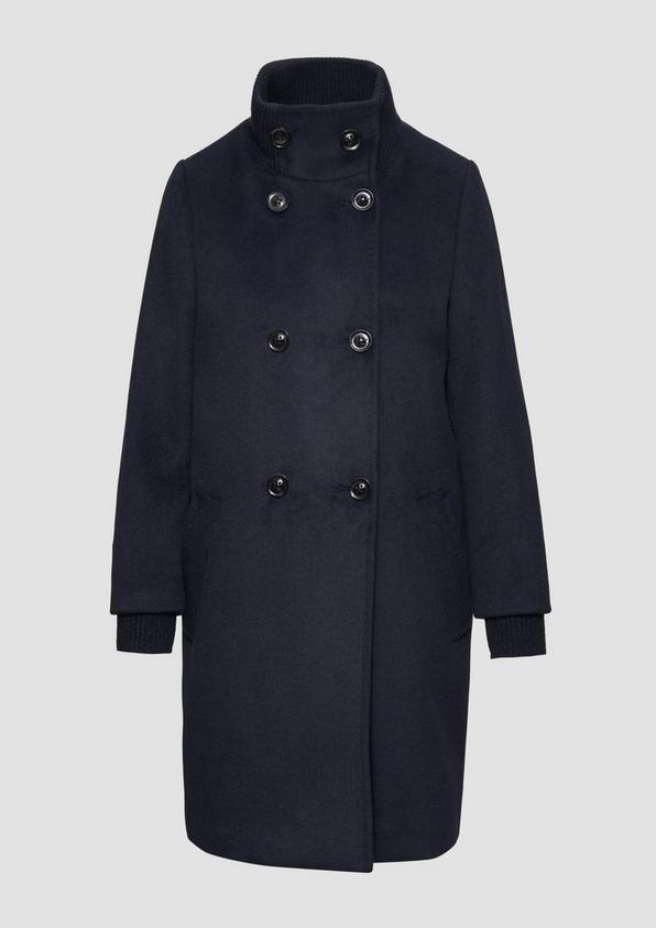 s.Oliver Wollmantel mit geripptem Stehkragen