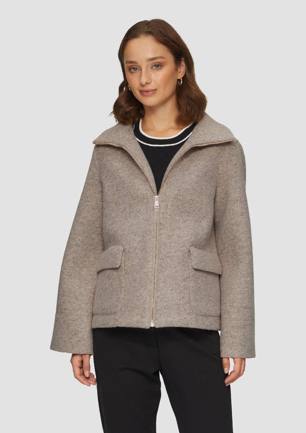 S.Oliver Wollmix-Jacke Mit Weiten Ärmeln