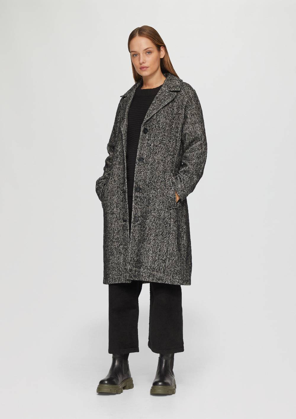 S.Oliver Wollmix-Mantel Mit Bindegürtel