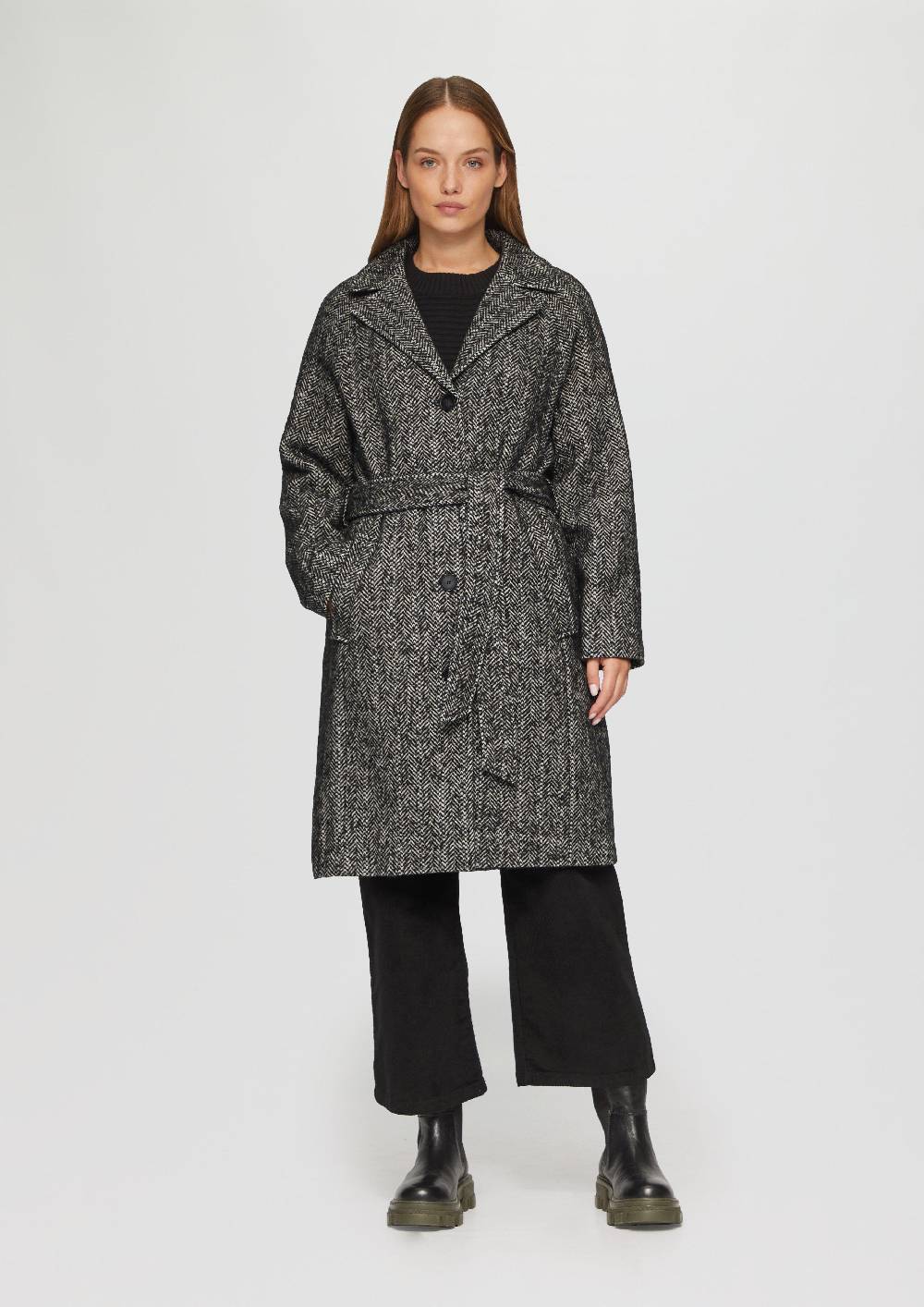 S.Oliver Wollmix-Mantel Mit Bindegürtel