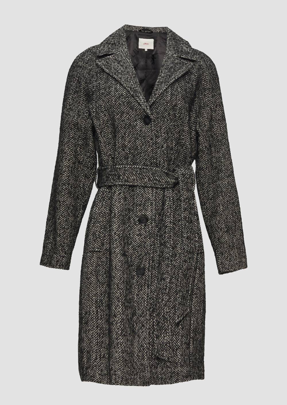 S.Oliver Wollmix-Mantel Mit Bindegürtel