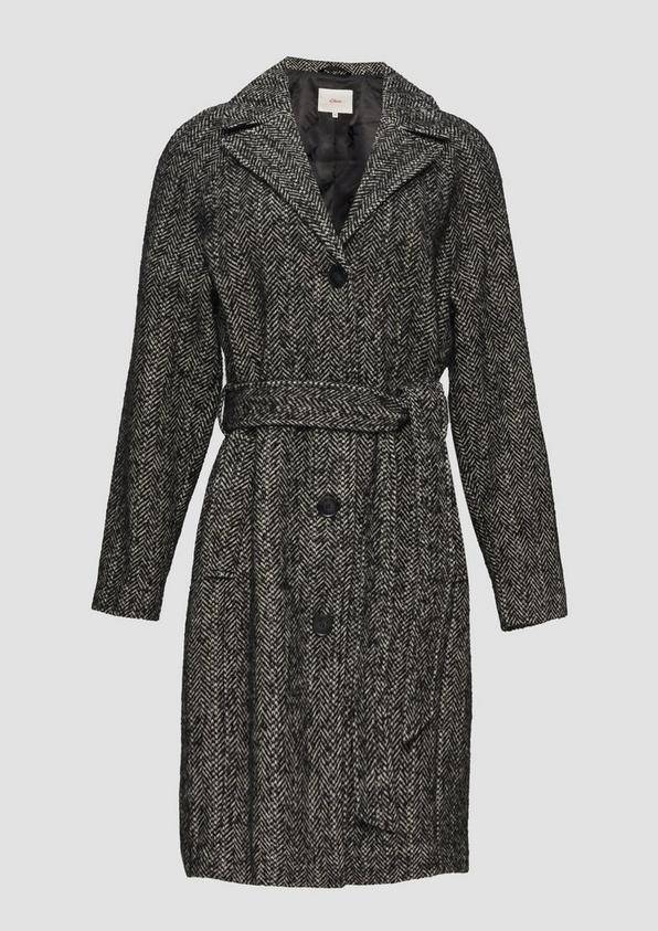 S.Oliver Wollmix-Mantel Mit Bindegürtel