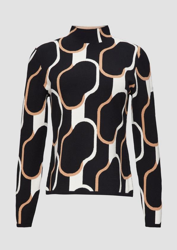 s.Oliver Schmaler Strickpullover mit Jacquard-Muster