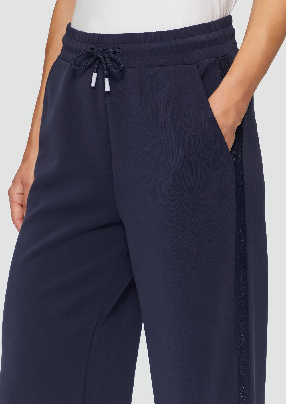 S.Oliver Scuba-Hose Mit Wide-Leg Und Logo-Detail An Der Seitennaht