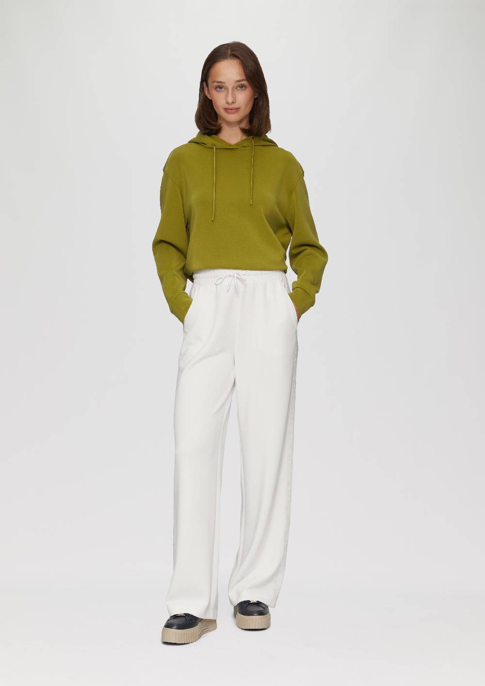 S.Oliver Scuba-Hose Mit Wide-Leg Und Logo-Detail An Der Seitennaht