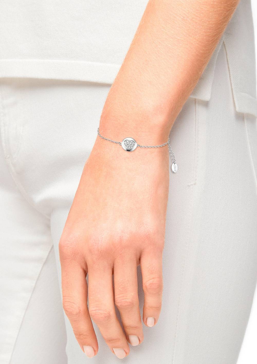 S.Oliver Silber-Armband Mit Kreisrundem Herz-Anhänger