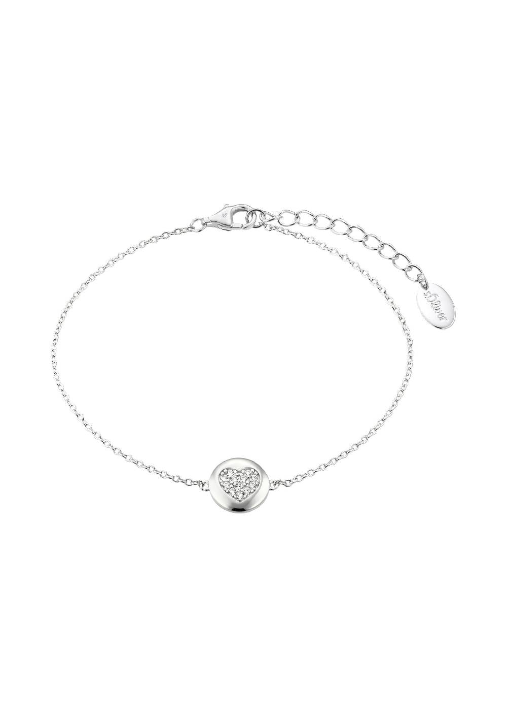 S.Oliver Silber-Armband Mit Kreisrundem Herz-Anhänger