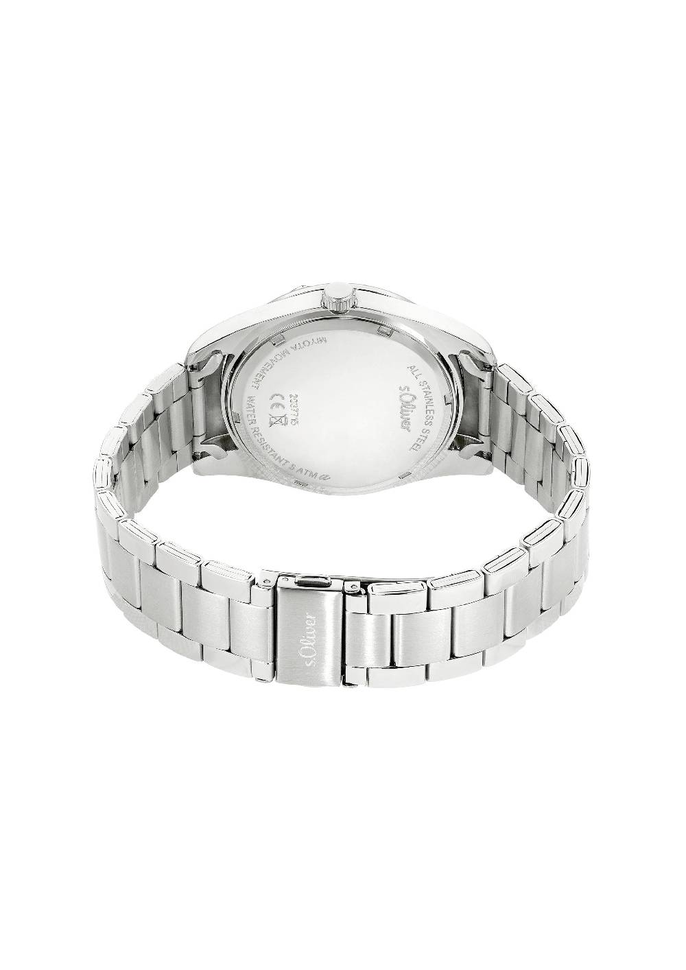 S.Oliver Silberne Edelstahl-Armbanduhr Mit Grünem Ziffernblatt