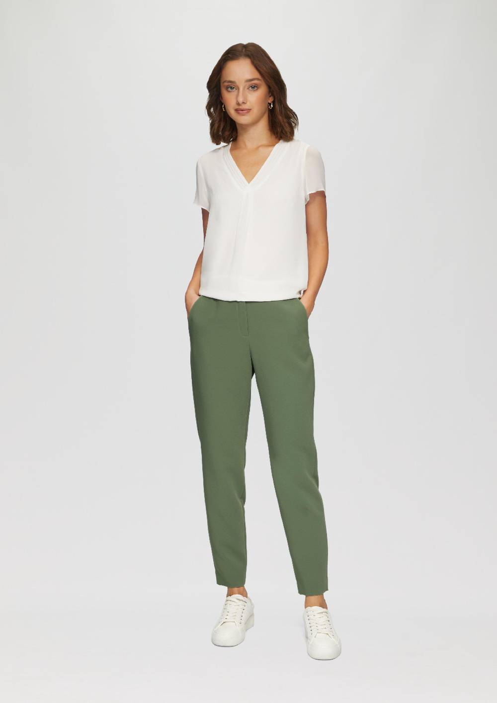 S.Oliver Slim: Cigarette Pants In Ankle-Länge Aus Twill