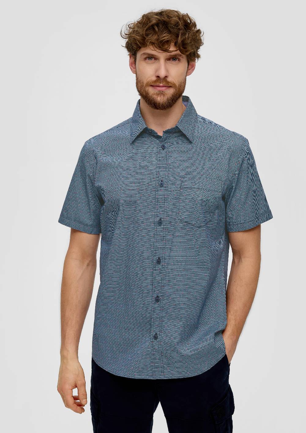 S.Oliver Slim Fit: Kurzarmhemd Mit Aufgesetzter Tasche