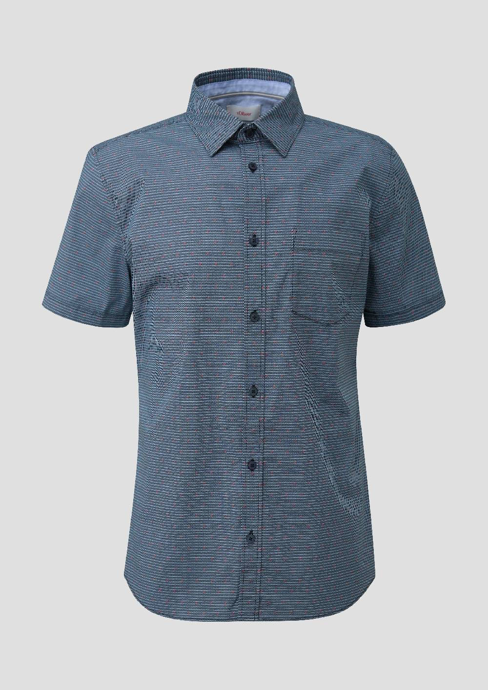 S.Oliver Slim Fit: Kurzarmhemd Mit Aufgesetzter Tasche