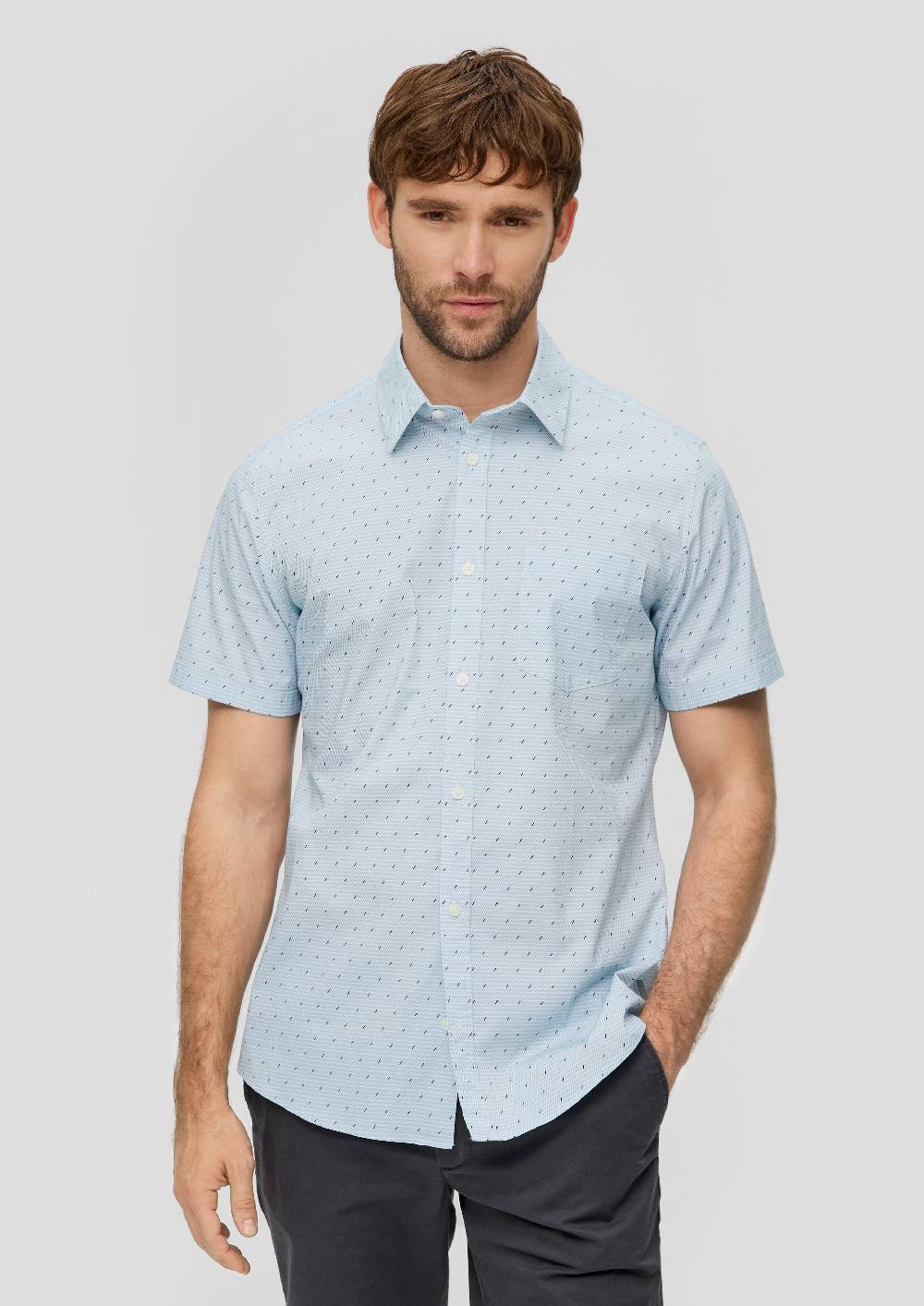 S.Oliver Slim Fit: Kurzarmhemd Mit Aufgesetzter Tasche