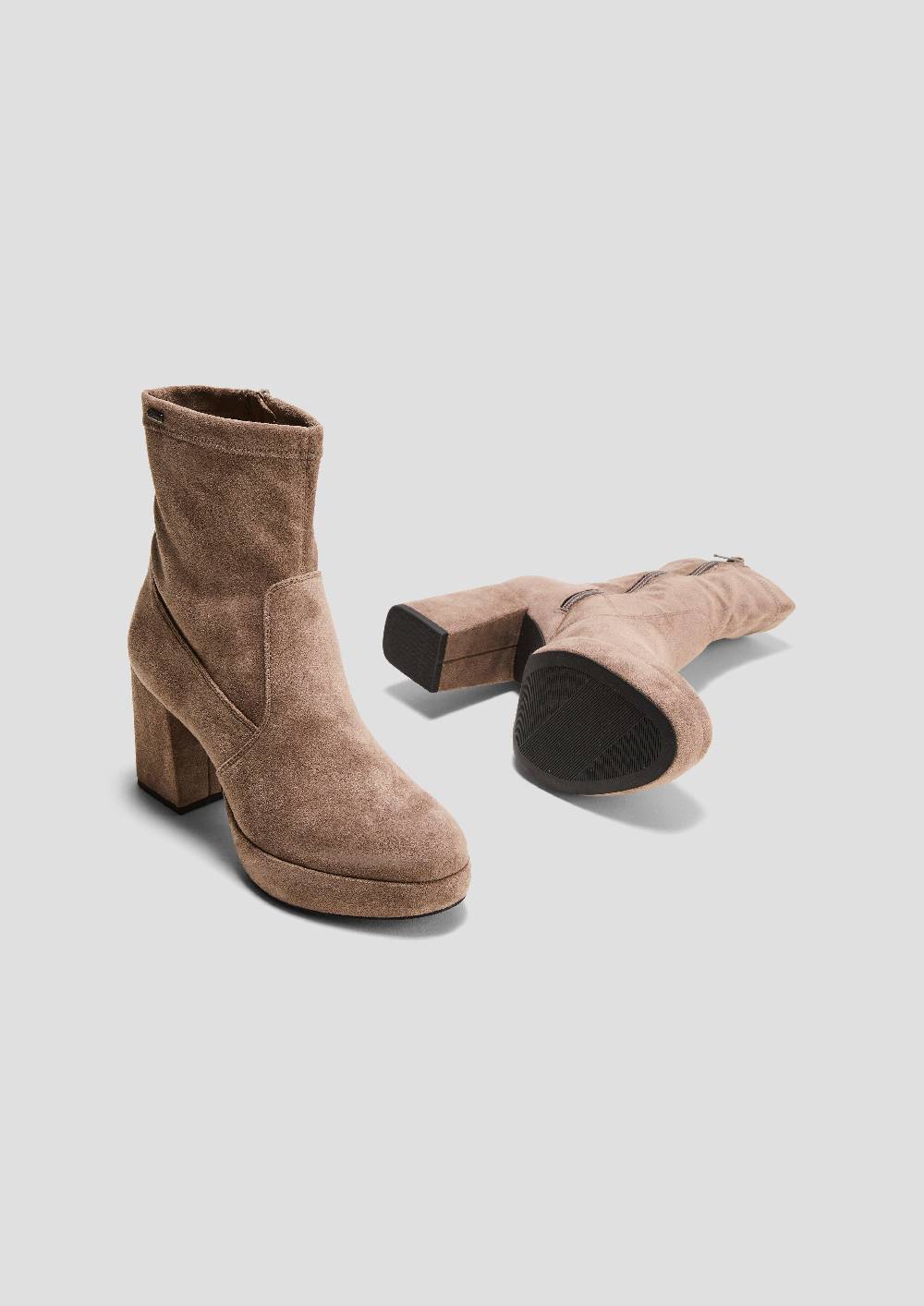 S.Oliver Stiefel Mit Blockabsatz In Velorslederoptik